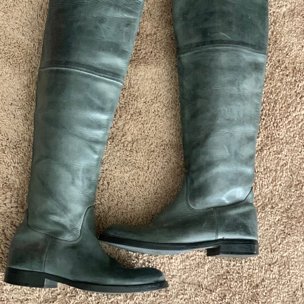 Leather mid-calf boots